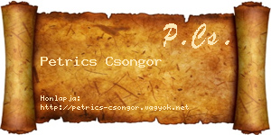 Petrics Csongor névjegykártya
